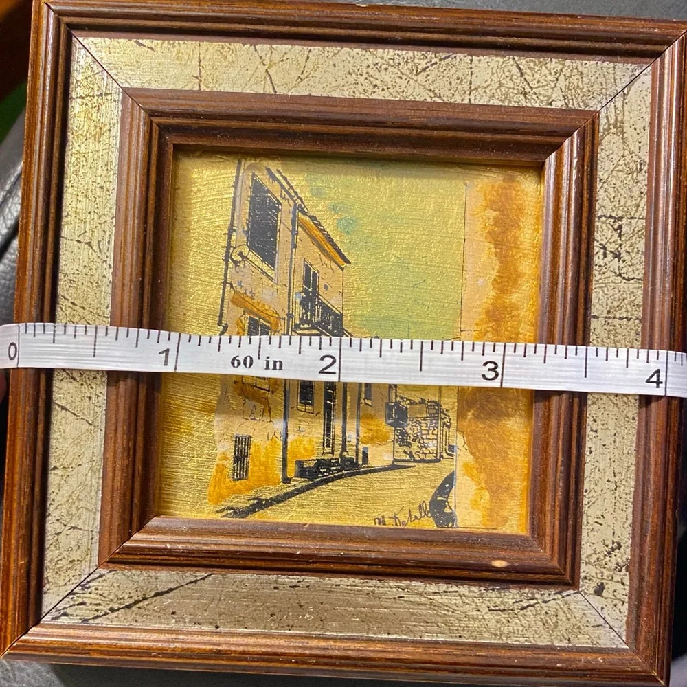 Mini Picture Hand Painted 23 K Gold Leaf Signed Italian Florentine Wall Gallery